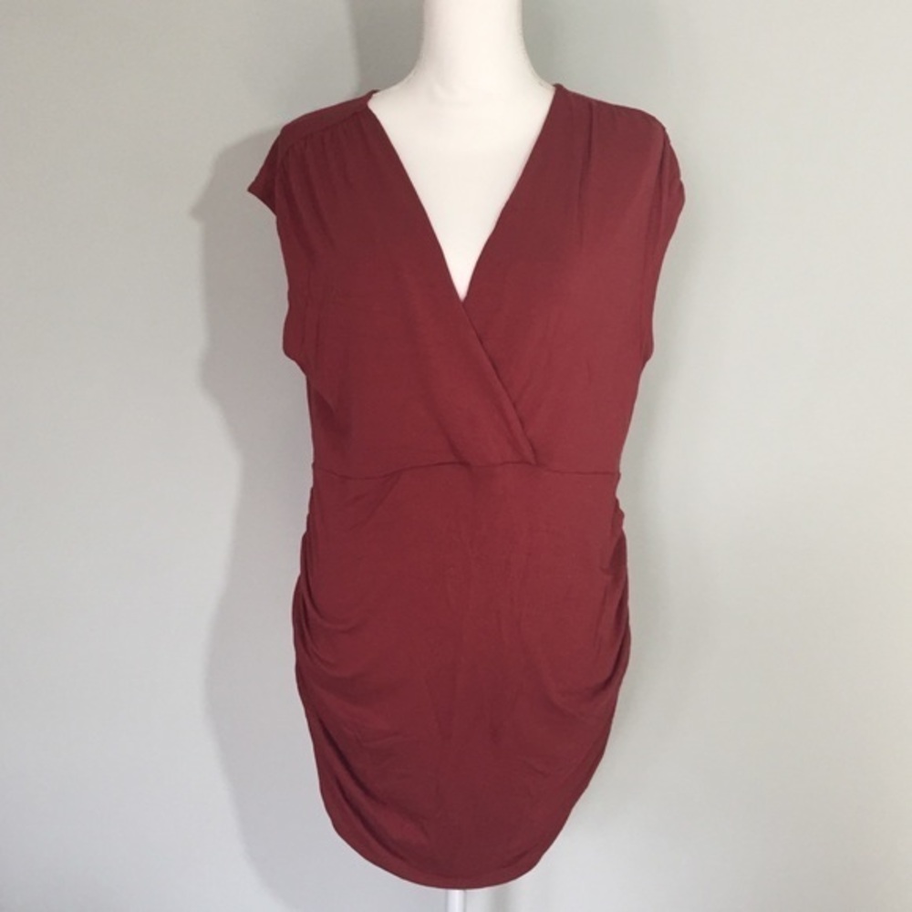 Rust Red Cap Sleeve Maternity Blouse Top Large